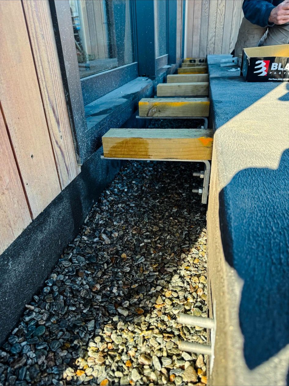 Deck entry from outside looking in showing flush finish